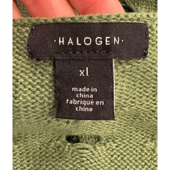 Halogen Open Knit Sweater Women’s Size XL Green Cut Out Short Sleeve Boho - Picture 6 of 6